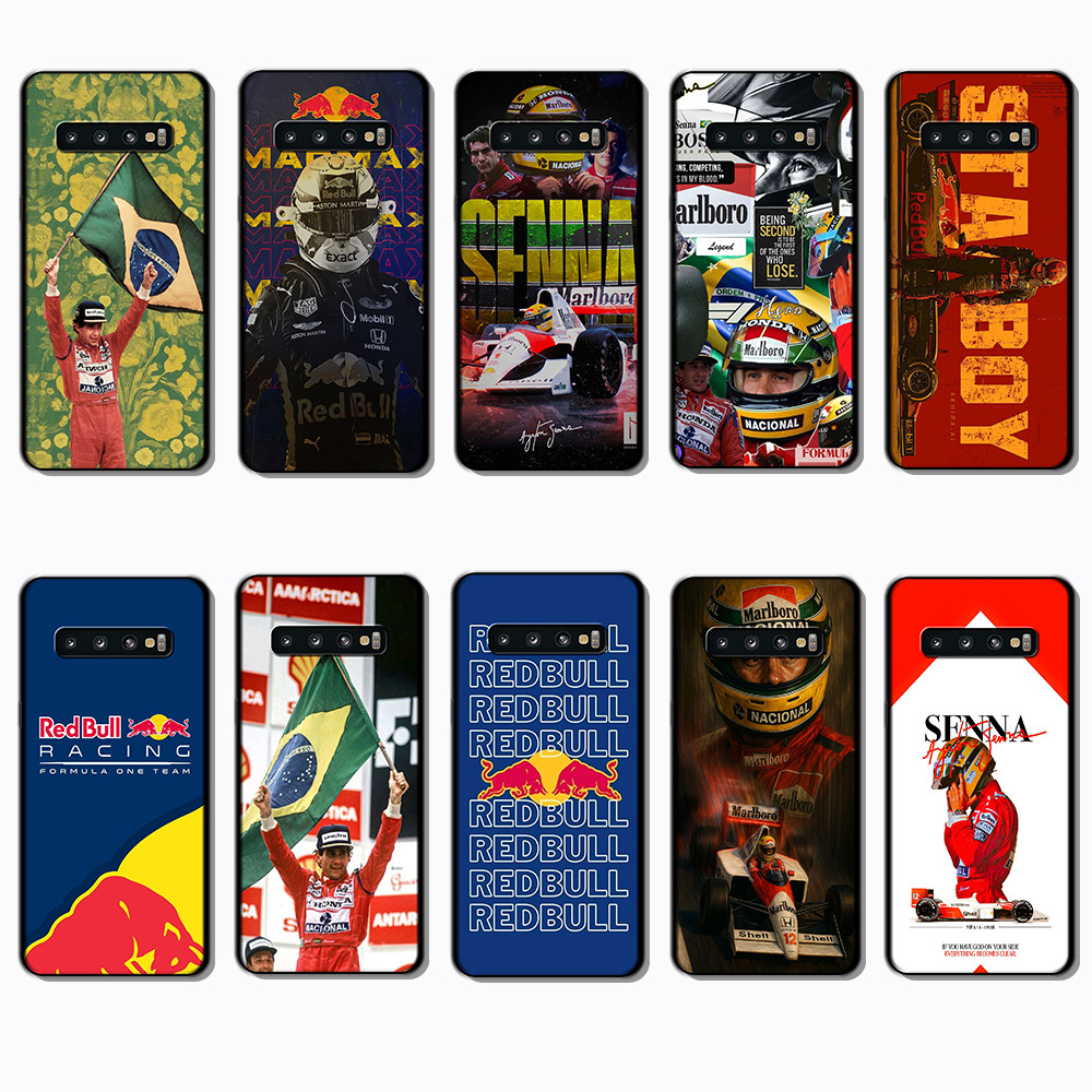 Para 3c Samsung Galaxy S7 Edge S8 S9 S10 Plus S10E Ayrton Senna Capa De TPU Preta Macia