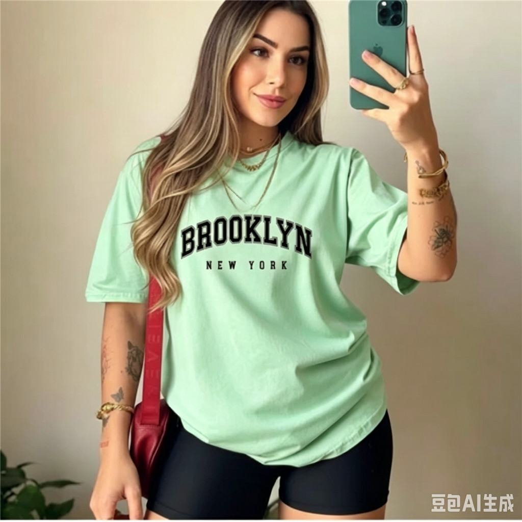 Estética vintage , Roupas y2k , top De Menina Da Cidade , Camiseta Solta De Ombro Caído , Roupa Diária Básica , Estampa