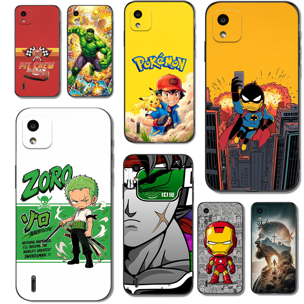 Capa Para NOKIA C110 Traseira De Telefone Silicone Macio Preto Tpu Jesus Batman Zoro Anime
