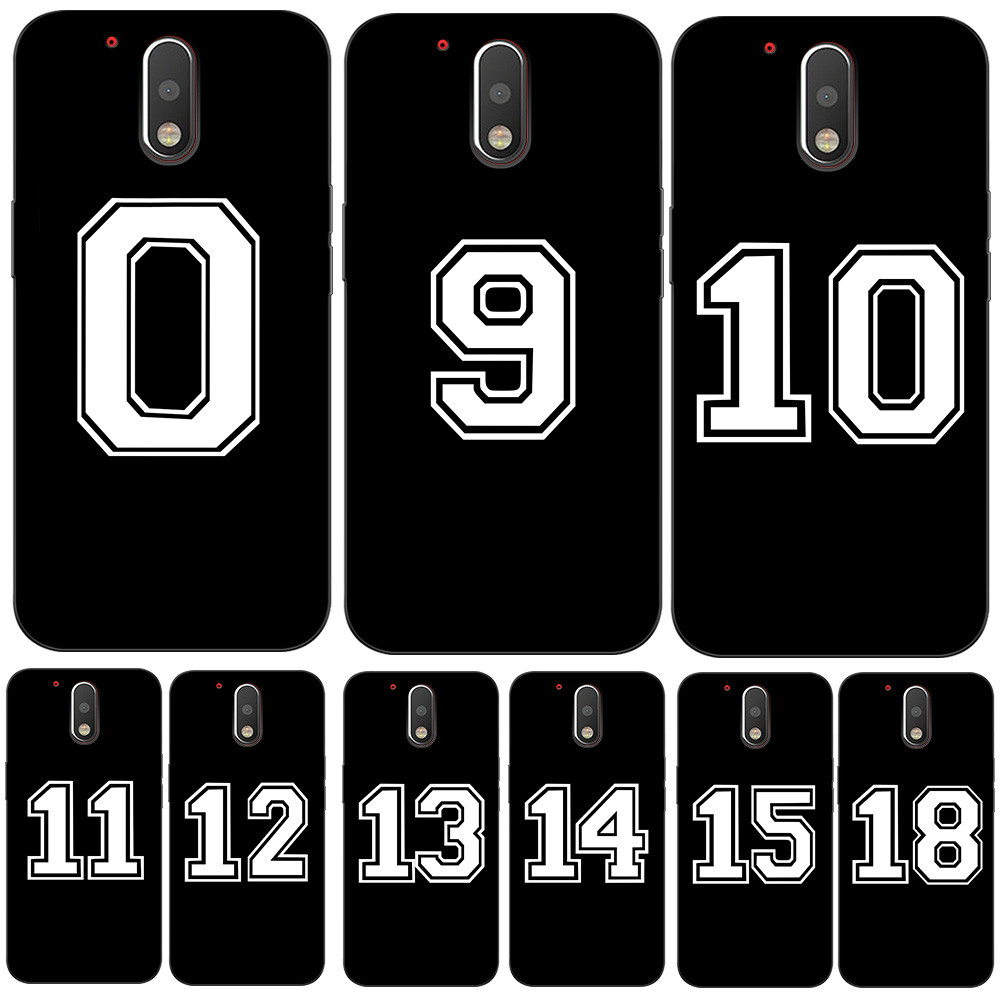Para Motorola Moto G4 Caso De Telefone Silicone Macio Protetor Preto Tpu Futebol Número Sorte