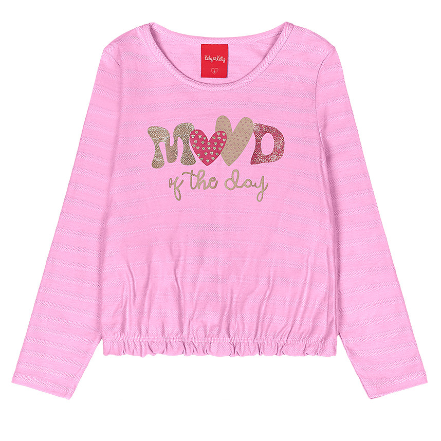 Blusa Kely Kety Manga Longa Em Meia Malha Estampa Mood