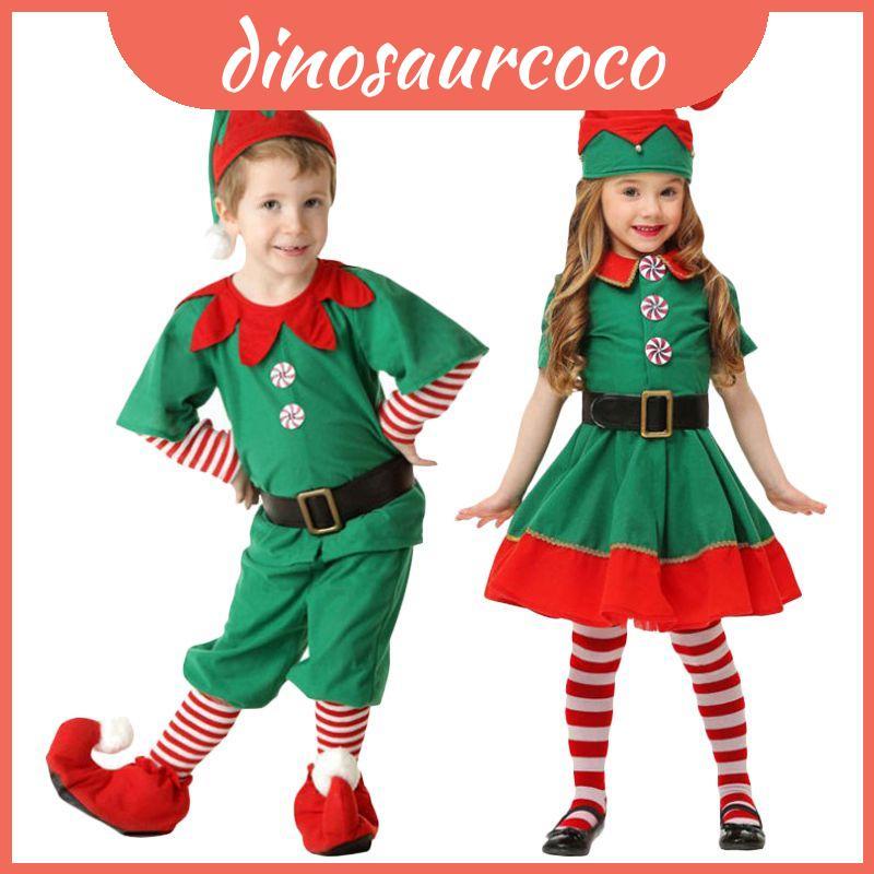 Roupa Vibrante Do Papai Noel Elfo Verde Cosplay Natal Para A Diversão Da Família Dos Adultos E Das Crianças