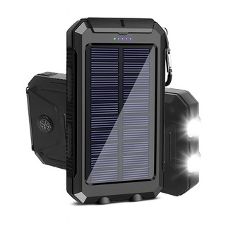 Carregador POWER BANK SOLAR USB Cor Preto - Energia garantida em viagens, acampamentos, pesca, praias