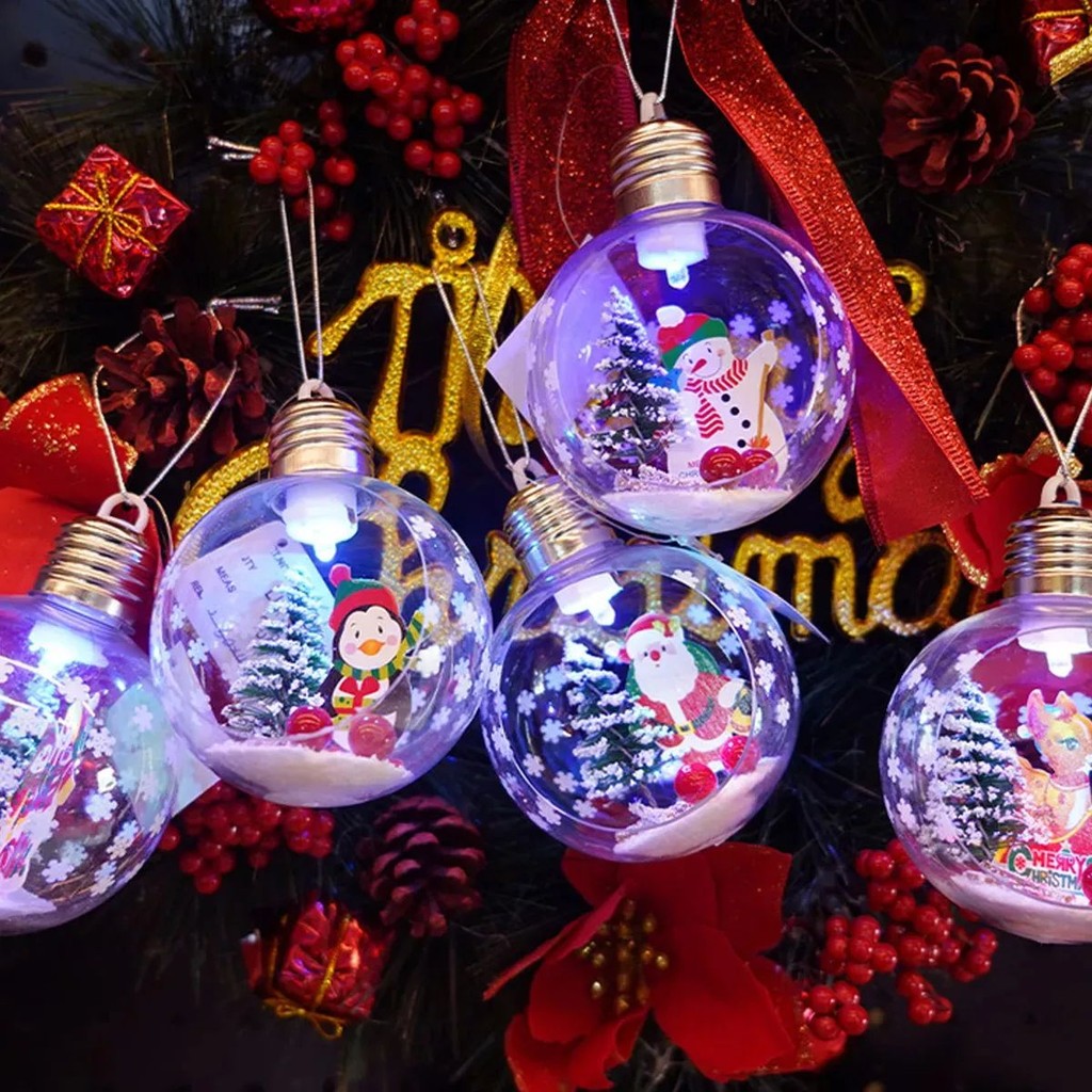 Kit 2 Bolas de Natal LED Efeito Globo de Neve