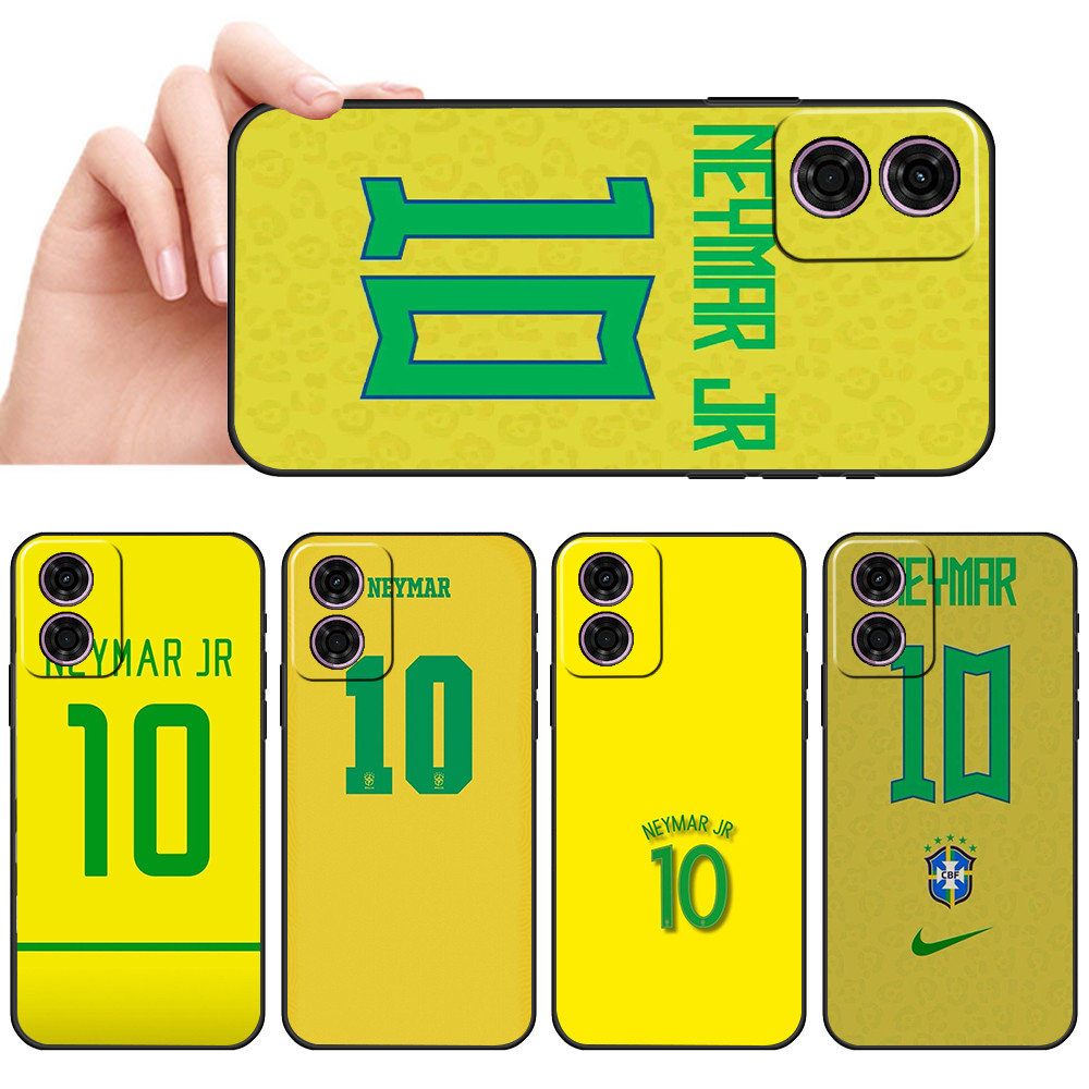 Capa de Telefone Preta Macia Para Moto G85 G34 G31 G04 G04S G24 G54 Power Arte número de camisa esportiva Protetora Anti