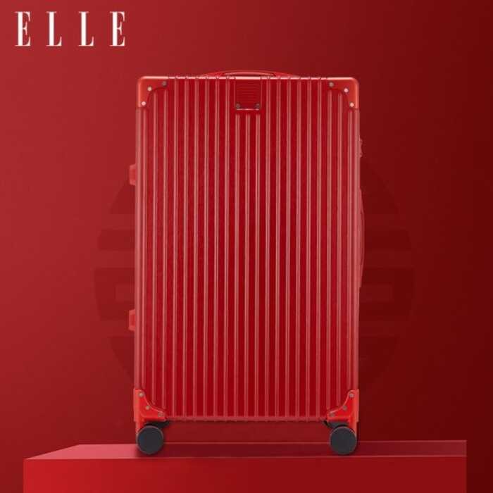 ELLE Mala de casamento vermelha Dote Trolley Case Bride Dote Case Mala 67cm Mala Feminina Caixa de Casamento