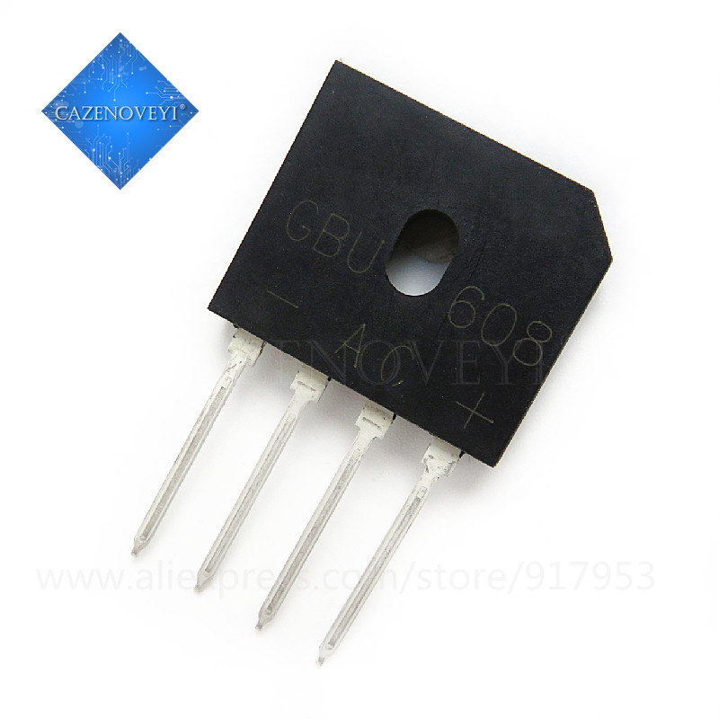 Retificador De Ponte GBU608 GBU 608 ZIP-4 6A 800V De 5 Peças Em Estoque