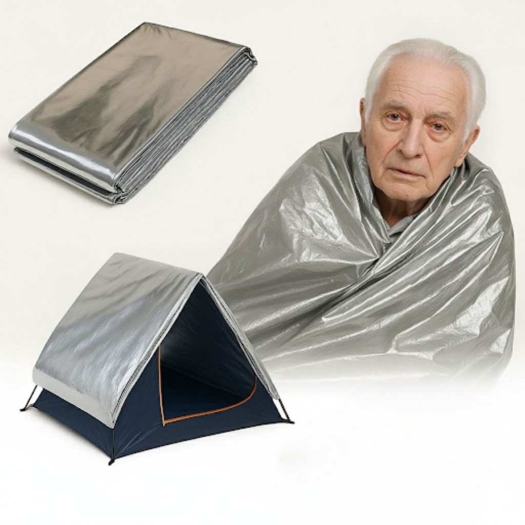 MANTA TERMICA ALUMINIZADA EMERGÊNCIA E ACAMPAMENTO KIT C/ 03 2,10 X 1,40 - RESGATE SP