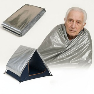 MANTA TERMICA ALUMINIZADA EMERGÊNCIA E ACAMPAMENTO KIT C/ 03 2,10 X 1,40 - RESGATE SP