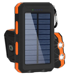 Carregador POWER BANK SOLAR USB Cor Laranja - Energia garantida em viagens, acampamentos, pesca, praias