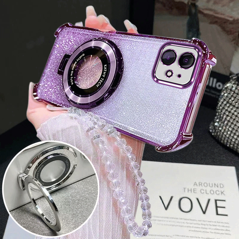 Capa Para iPhone 12 12 Pro Max CD Padrão Dobrável Suporte Telefone Preguiçoso , De anti-Queda Com glitter Gradiente De a