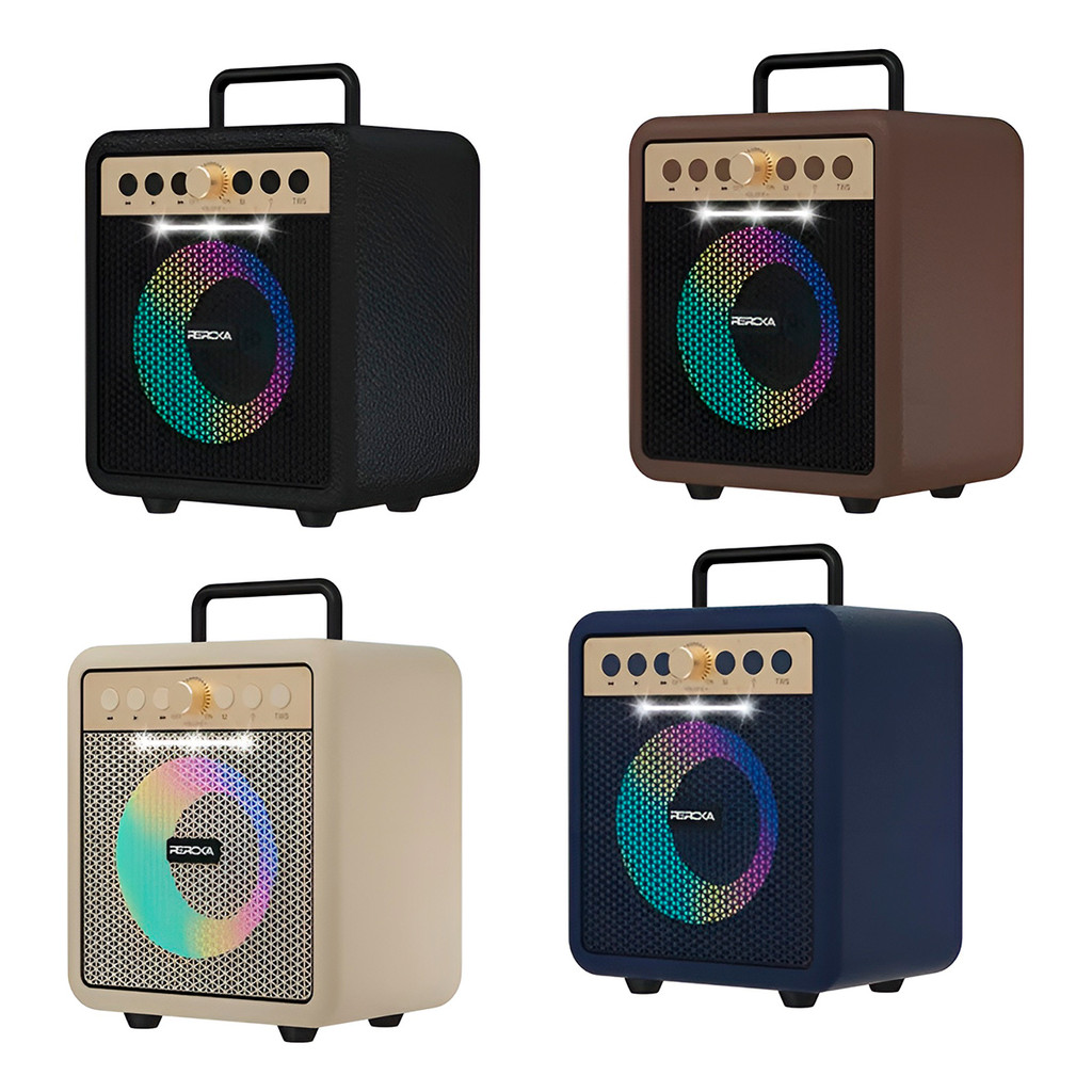 JS Caixa de Som 2 Microfones Karaokê Bluetooth Portátil Modelo:Bege