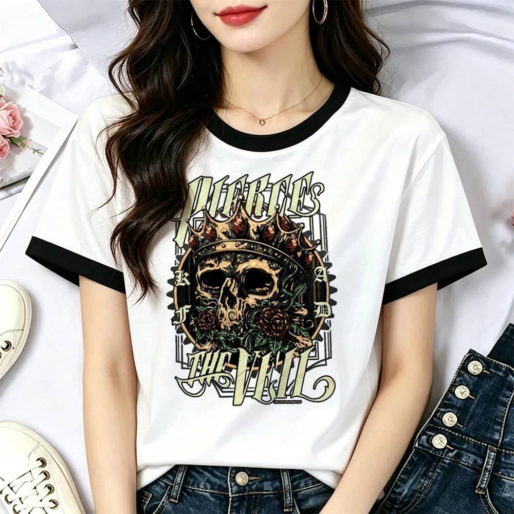 Pierce the Veil t Camisa Menina Retro Estética Moda Coreana Jjifuku Camiseta Gráfico emo streetwear 2000s Japão