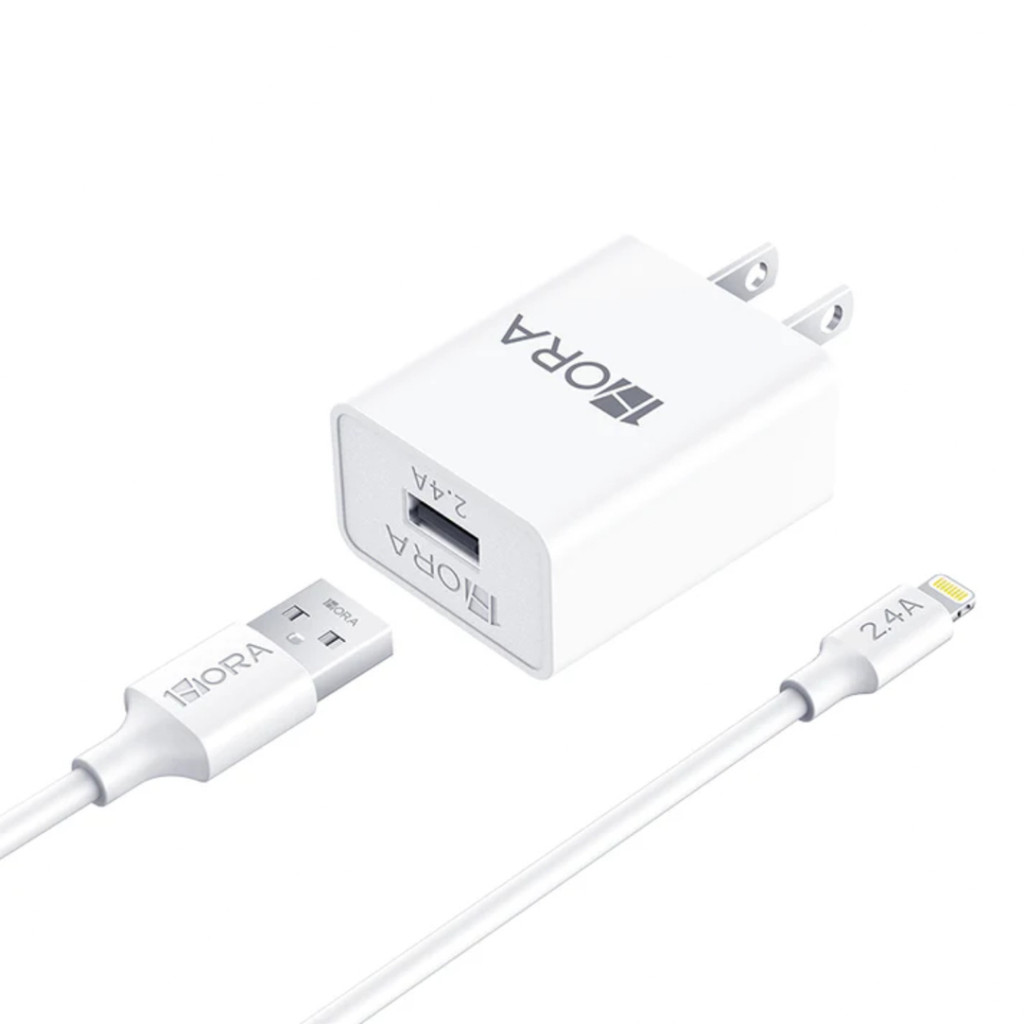 Carregador de IPhone Lightning 2.4A 12W Kit Completo Cabo 1m Carregamento Rápido iPad iPod