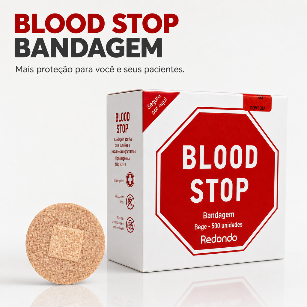 Curativo Blood Stop para Pós Coleta e Punção Redondo 2,5cm C/500