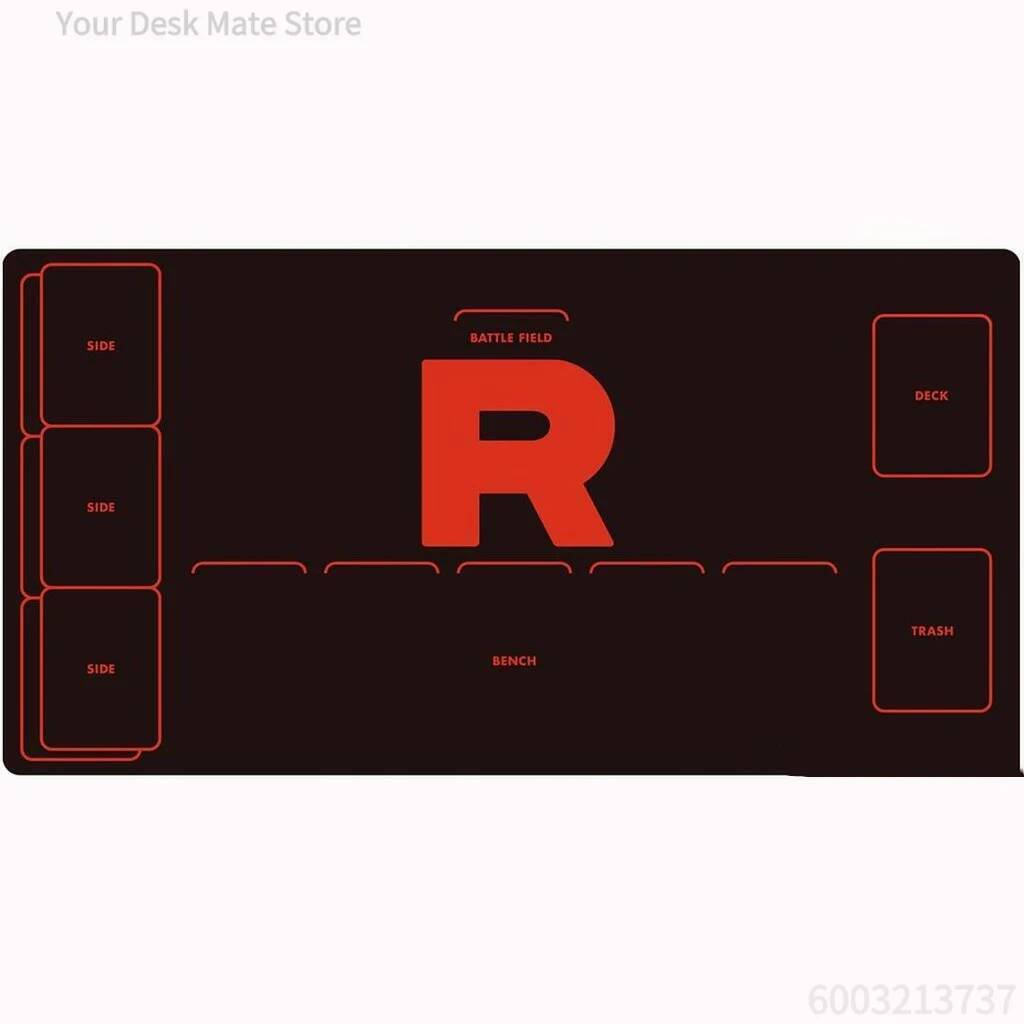 Team Rocket R Logo TCG Playmat Card Game Desk Mouse Pad Impermeável Antiderrapante Preto Vermelho Tapete De Jogos