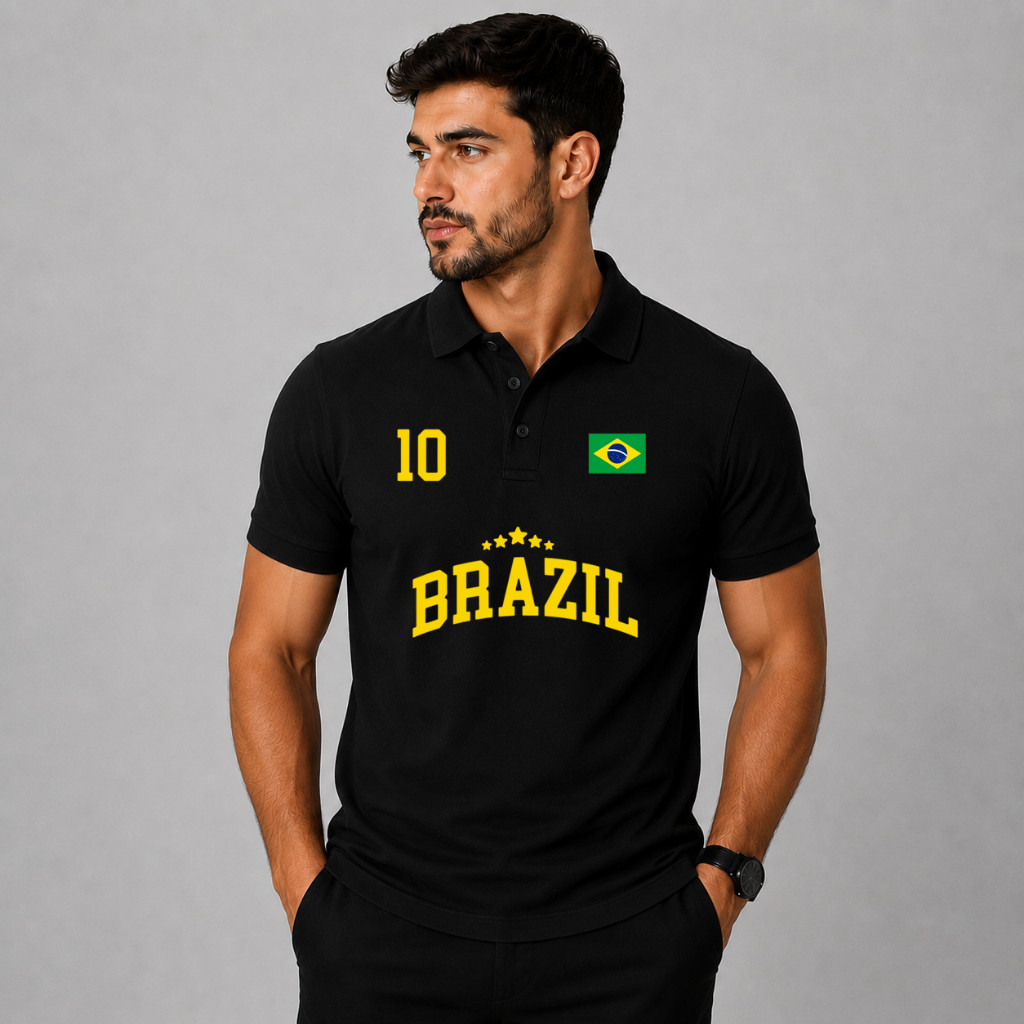 Camisa Polo Da Seleção Brasileira Bandeira Do Brasil , Copa Mundo 2026 , Masculina