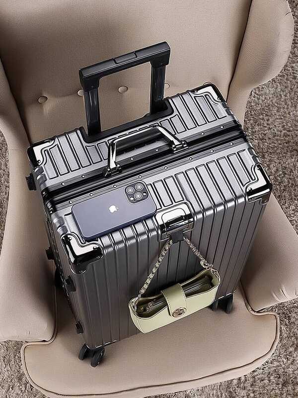 Mala mala trole caso feminino quadro de alumínio 20 senha roda Universal 24 estudante masculino 26 mala de embarque 93cm