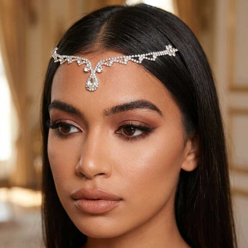 Cristal gota de água sobrancelha pingente testa corrente nupcial testa acessórios cocar gota água bandana boêmio acessór