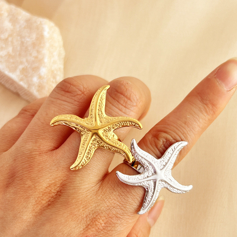 Anel Medieval estilo oceano aberto exclusivo estrela do mar anel retrô feminino