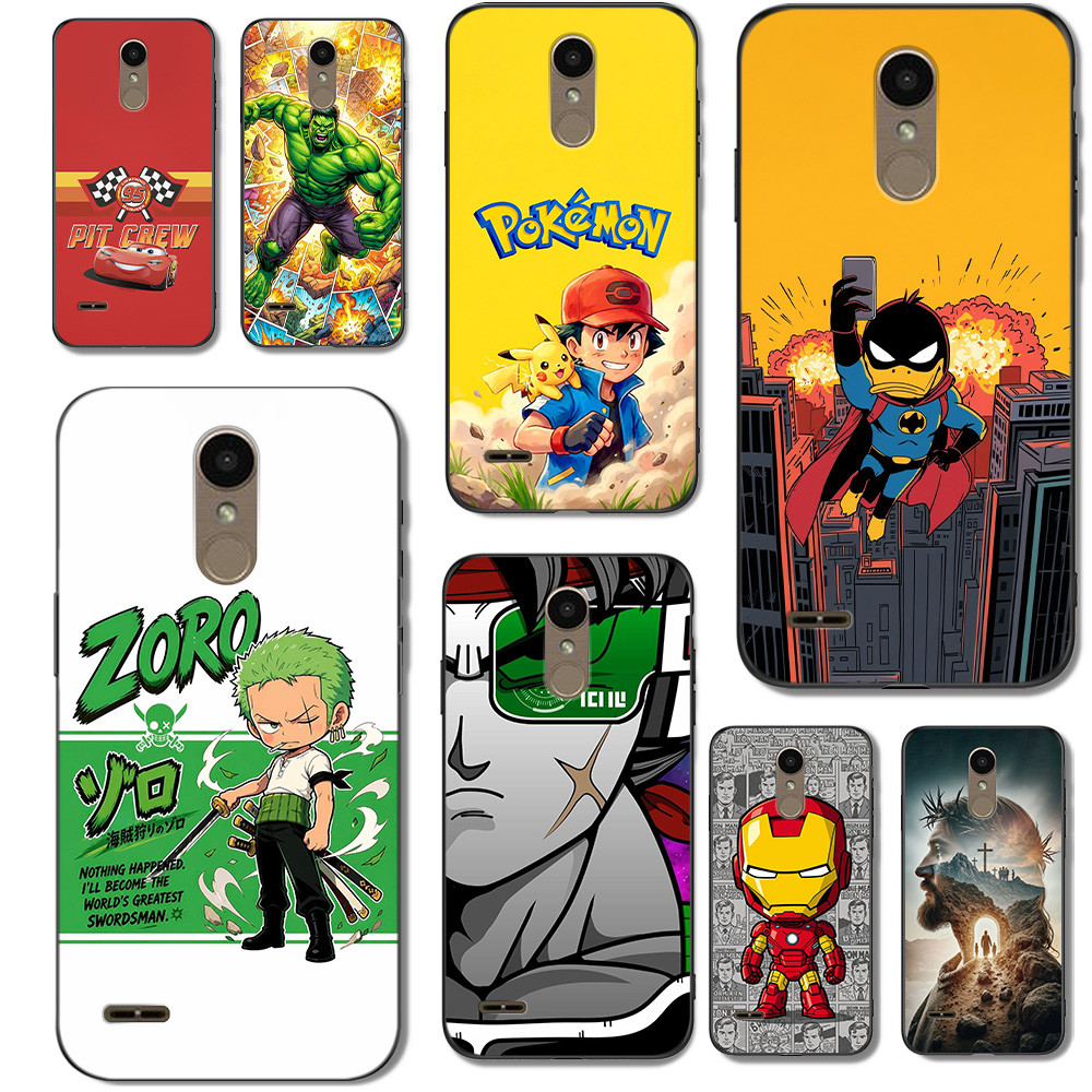 Capa Para LG K10 2018 thinQ Traseira De Telefone Silicone Macio Preto Tpu Jesus Batman Zoro Anime