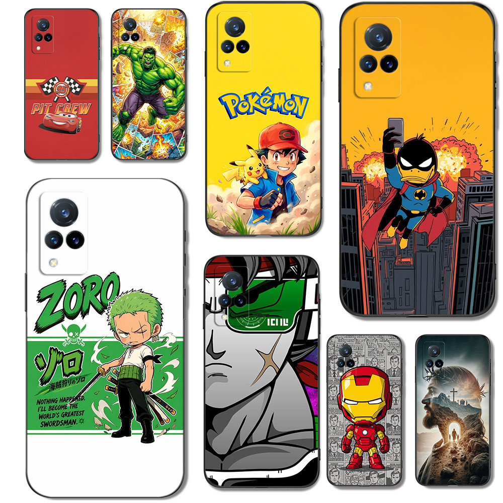 Capa Para vivo V21 4G 5G Traseira De Telefone Protetora De Silicone Macio Preto Tpu Jesus Batman Zoro Anime