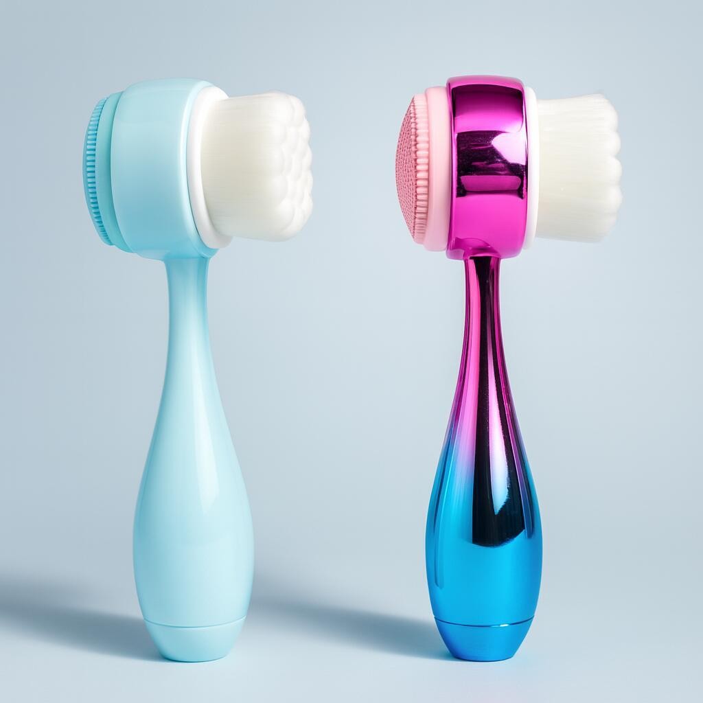 Escova Facial de Limpeza Profunda 2 em 1 Silicone e Cerdas Macias Massageador e Esfoliante CORES SORTIDAS
