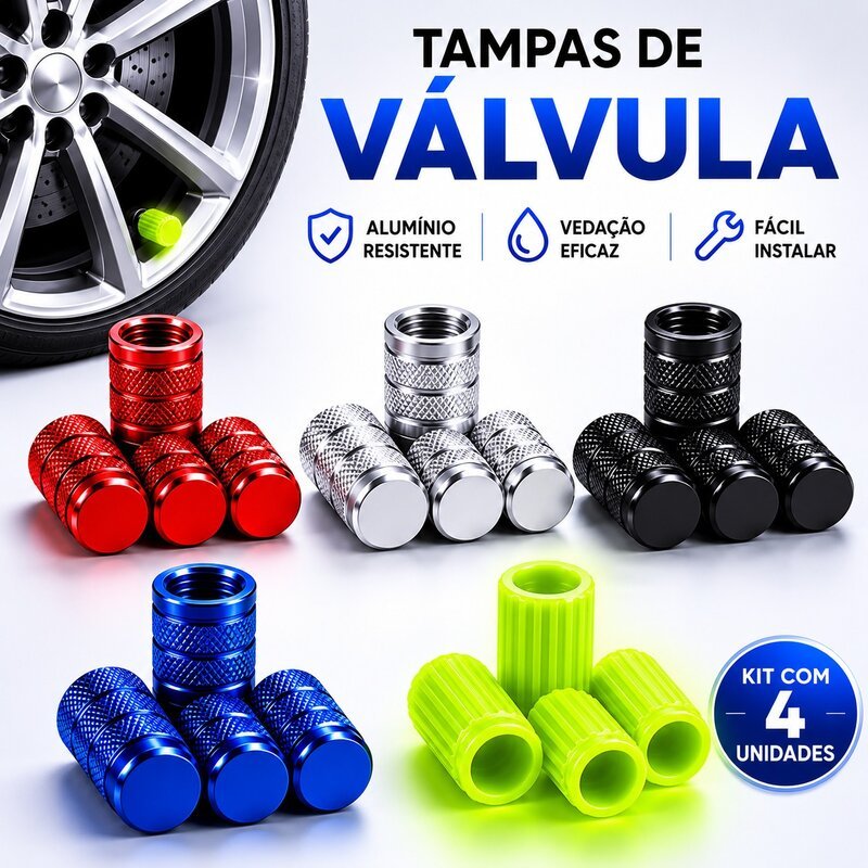 Kit 4 Peças Tampas Válvulas Pneu da Roda Estilo Fluorescente Carro De Automóveis Capa Acessórios Motocicleta Auto Peça