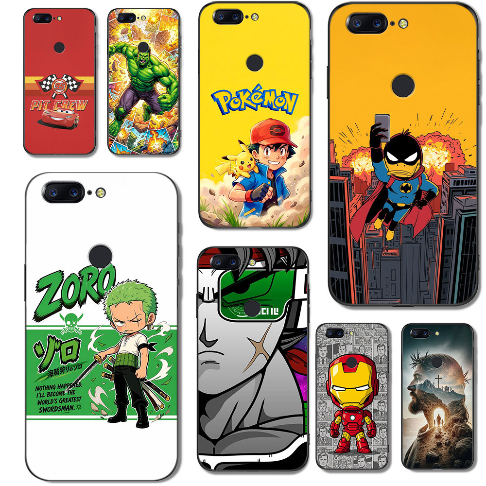 Capa Para oneplus 5T De Telefone Protetora De Silicone Macio Preto Tpu Jesus Batman Zoro Anime
