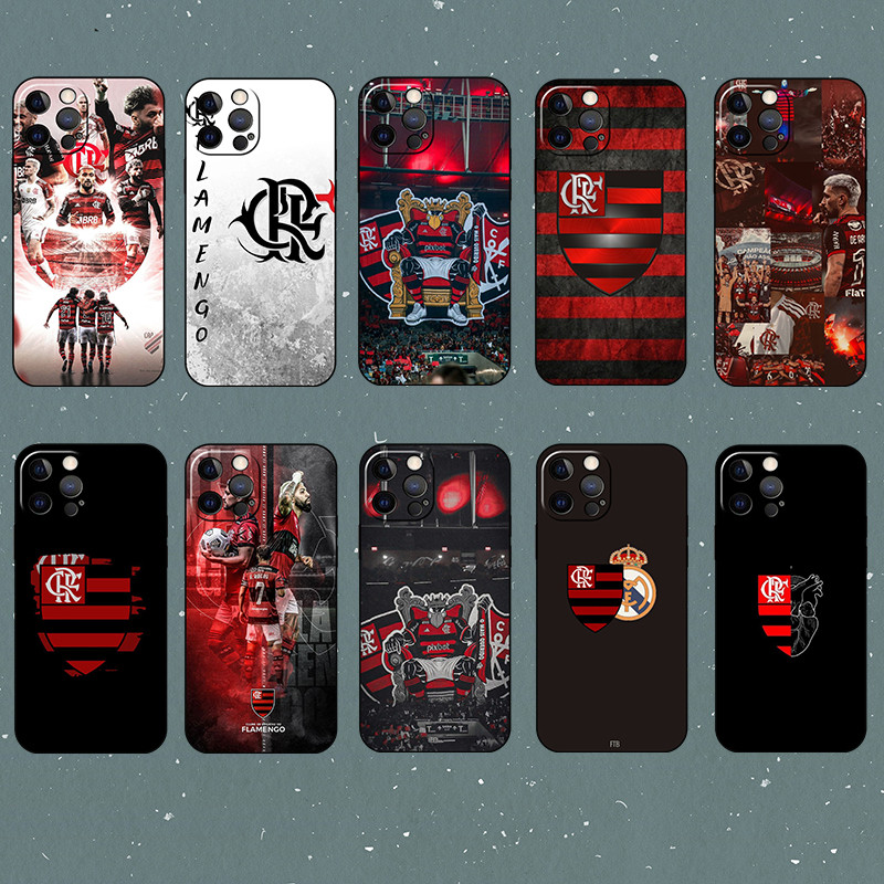 Para iPhone 5 5S 6 6S 7 8 Plus Flamengo Capa De Telefone TPU Preta Macia