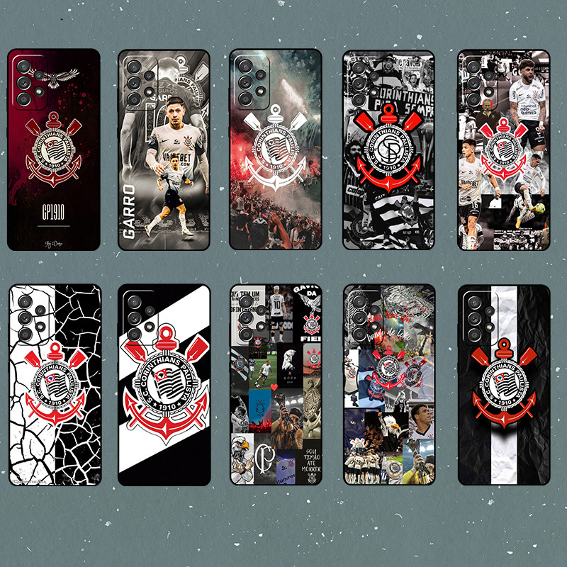 Para Samsung A50 A50S A52 A52S A53 A54 A55 A70 A71 A72 Corinthians Capa De Telefone TPU Preta Macia