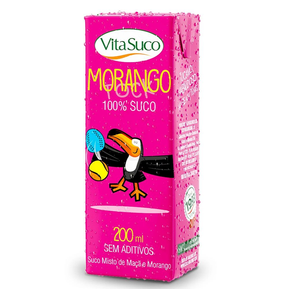 Suco 100% Morango 200ml - 06 Unidades Vita Suco Bebida Alimento Promoção