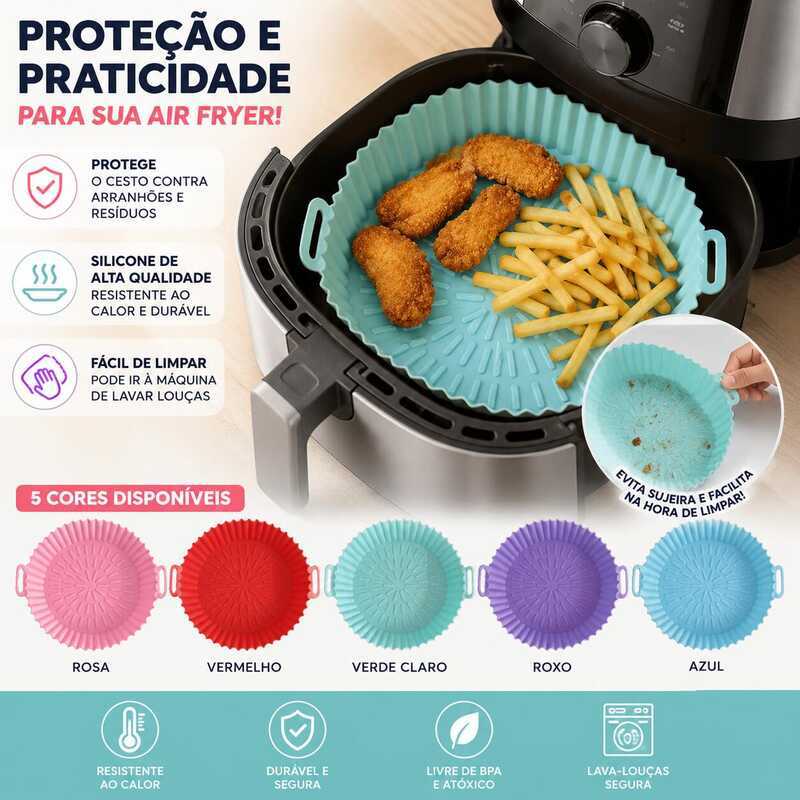 Kit1/2/3 Forma De Silicone Para Air Fryer Forno Microondas Fritadeira Assadeira Reutilizável Antiaderente Flexível