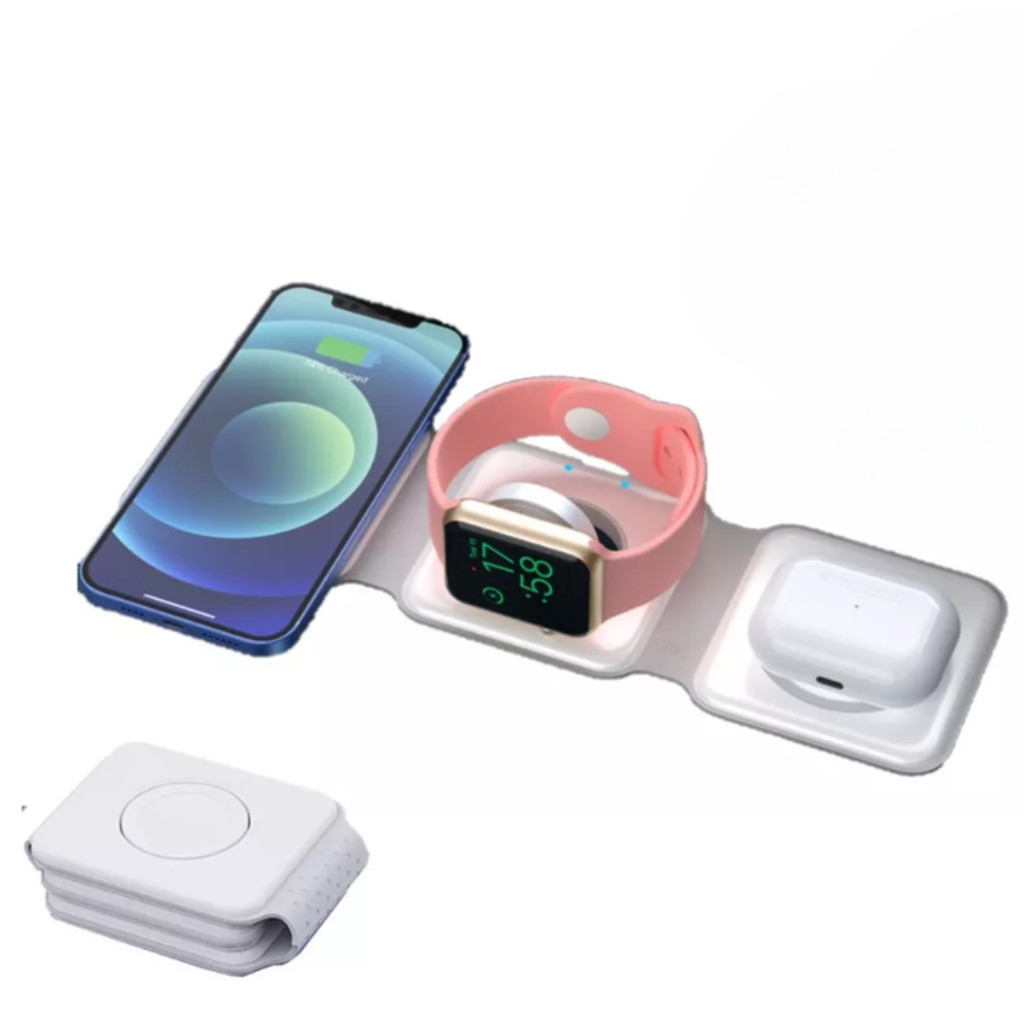 Carregador Dobrável Magsafe 3 em 1 iPhone Apple Watch AirPods | Portátil