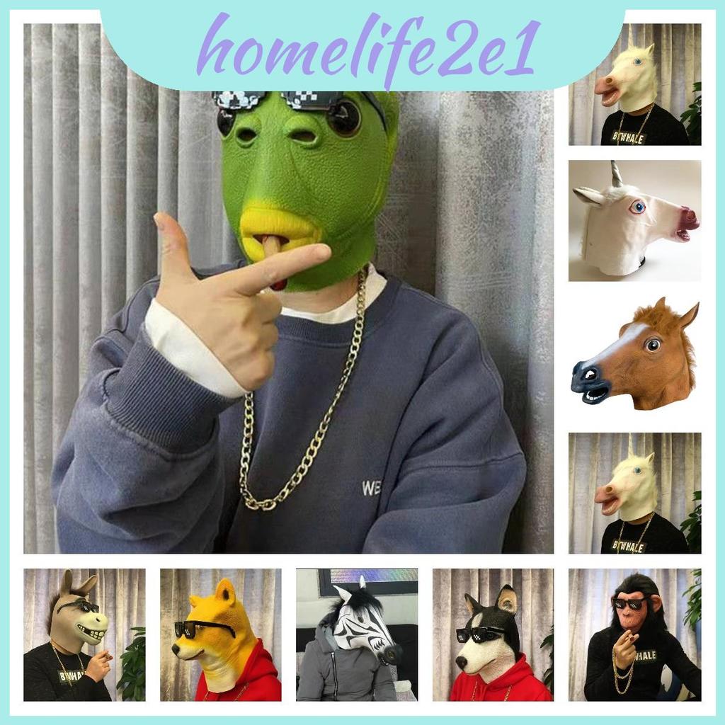 Máscara De Cabeça De Cavalo Engraçada E Humorística Para O Halloween , Seja A Vida Da Festa