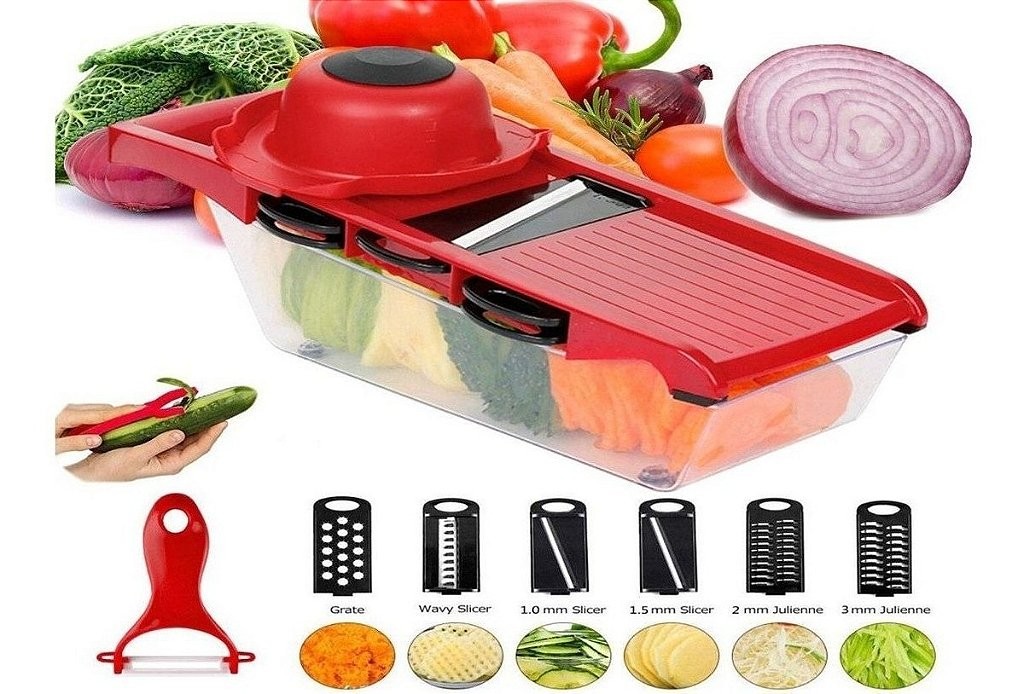 Fatiador Mandoline Slicer 6 Lâminas Inox Cortador Ralador Picador Cozinha