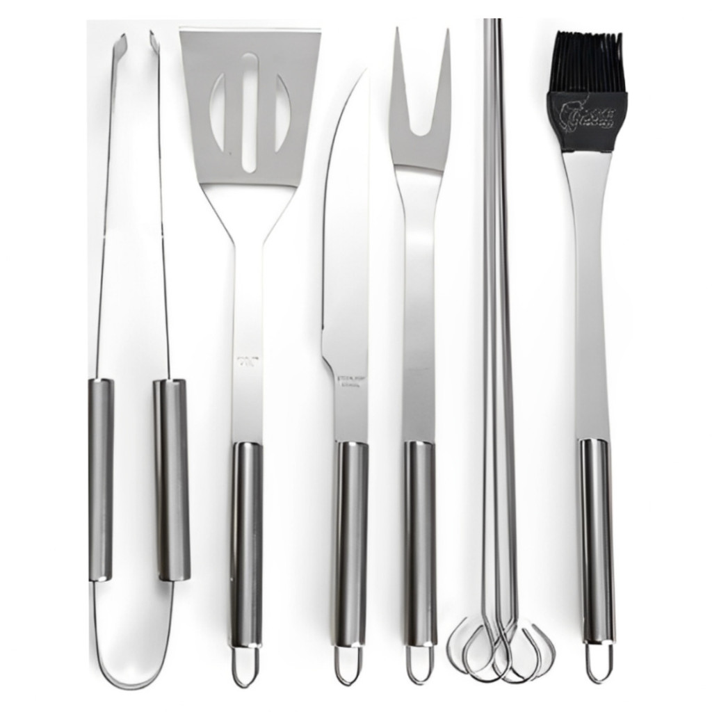 Kit Churrasco 9 Peças Inox Profissional Com Bolsa Completo Utensílios para Churrasqueiro