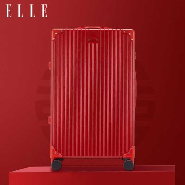 ELLE Mala de casamento vermelha Dote Trolley Case Bride Dote Case Mala 67cm Mala Feminina Caixa de Casamento