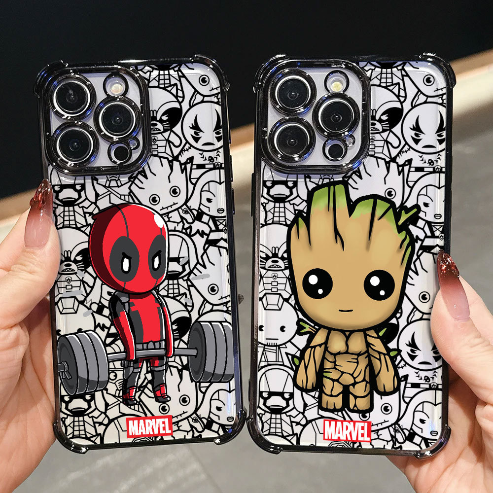 Marvel Deadpool Groot Rocket Capa Anti-Choque Fofa Para Samsung A57 A37 A27 A17 A07 A56 A36 5G A52S Material Macio A06 A