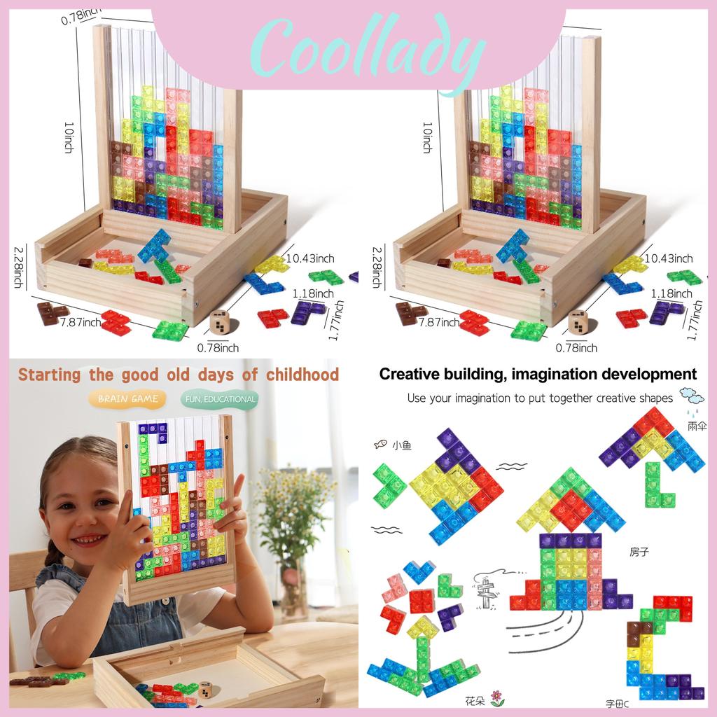 Quebra-Cabeça Educacional De Madeira Tetris Com Recursos De Treinamento Cerebral Para Aprendizagem Infantil