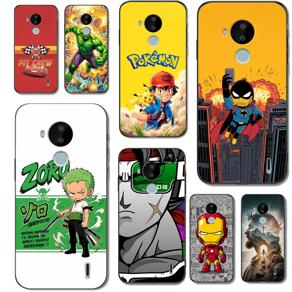 Capa Para nokia c30 Traseira De Telefone Silicone Macio Preto Tpu Jesus Batman Zoro Anime