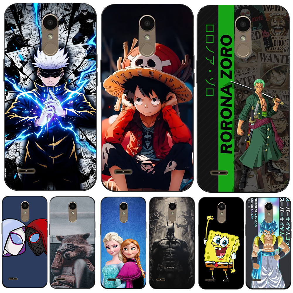 Caso Para LG K10 2018 thinQ Telefone Capa Traseira Silicone Macio Preto Tpu Dragão Corrida anime Bonito Dos Desenhos Ani