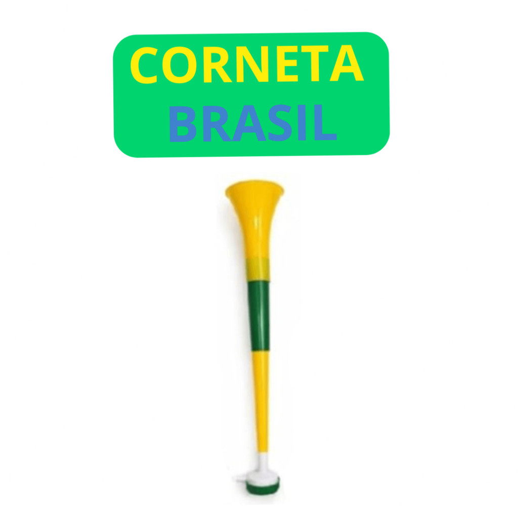 Corneta Brasil Verde Amarela 40cm Torcida Seleção Brasileira Copa Futebol