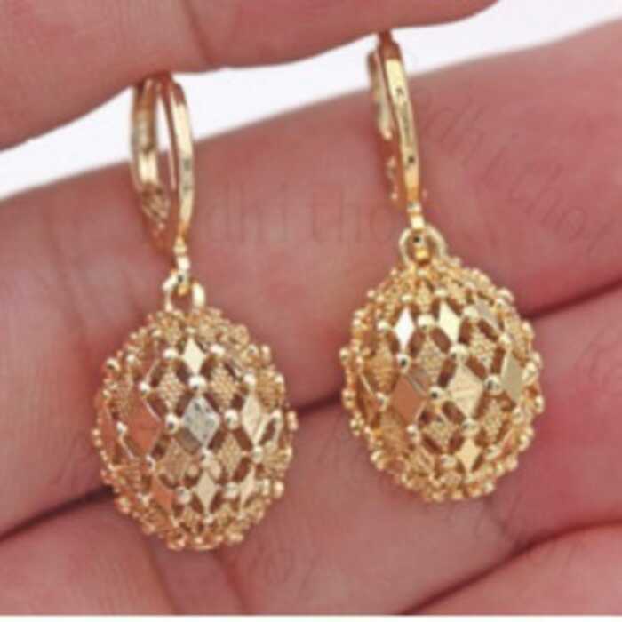 Brincos de coração oco banhados a ouro de latão vietnã areia brincos de ouro moda brincos longos presentes para namorada