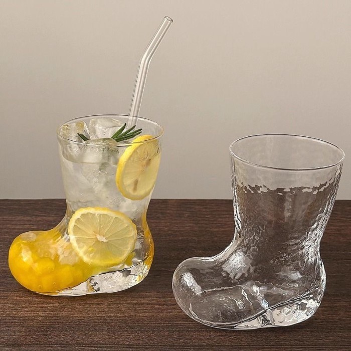 Ins estilo Net criativo bota de vidro transparente único suco bebida caneca cerveja na moda café bebida fria