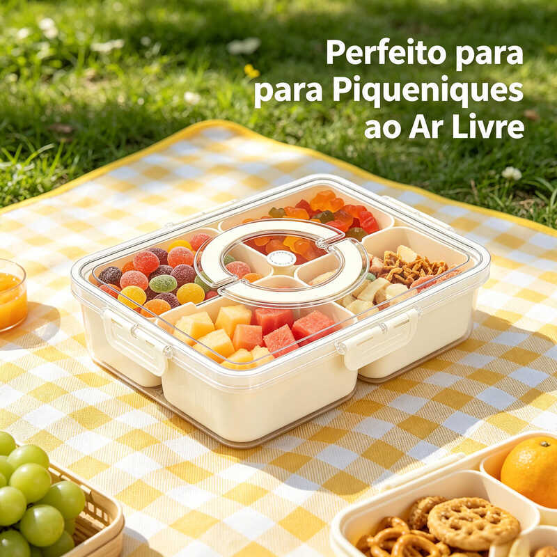 Pote Organizador de Geladeira Hermético Multiuso 4 Divisórias De Acrilico Carne Legume Marmita
