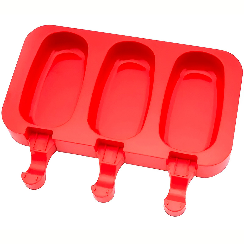 Forma Molde Silicone para Picolé 3 Cavidades + 100 Palitos de Madeira | Sorvete Artesanal Caseiro