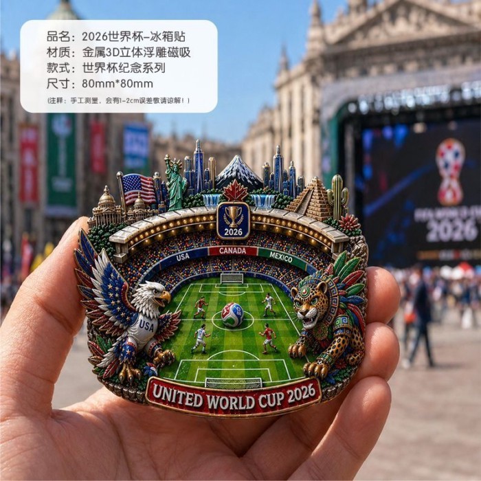 2026 Copa Do Mundo Estados Unidos , Canadá E México Elementos Especiais Metal Magnético Ímãs De Geladeira Fãs Decoração