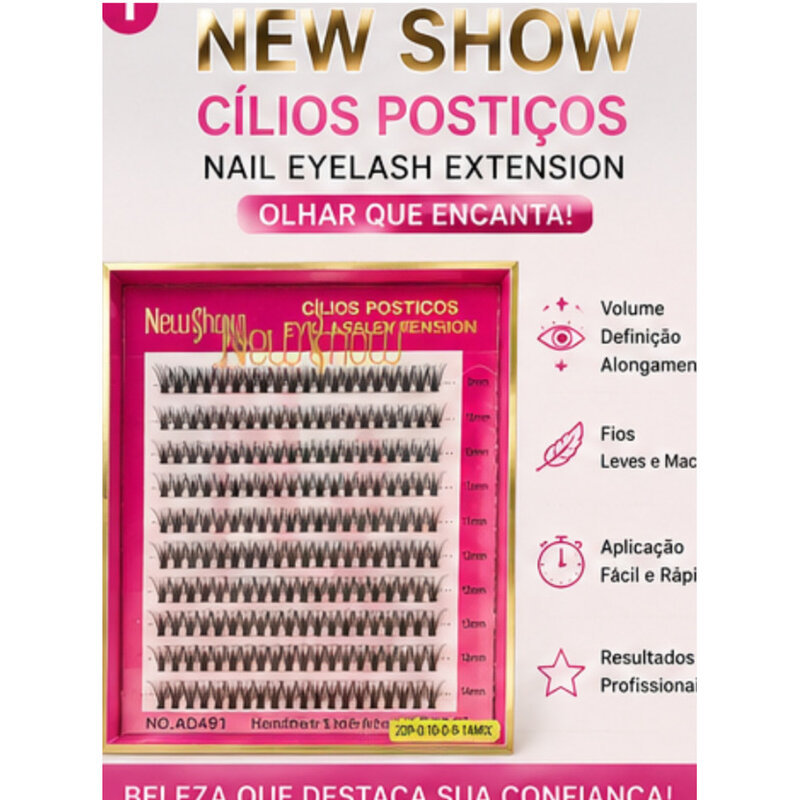 Cílios Tufo Volume Russo Mix 9-14mm Fio a Fio Profissional Leve Natural Alongamento de Cílios New Show