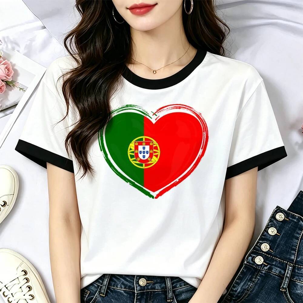 Portugal Camiseta Feminina harajuku meme Gótico Japão Camisa Verão Estética streetwear Gráfico